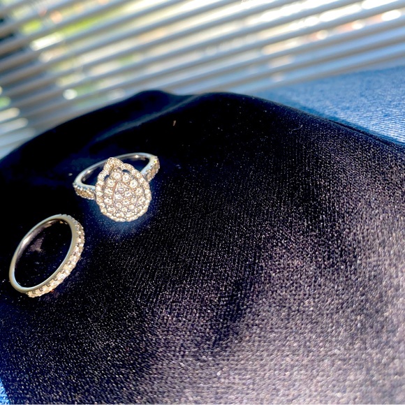 10K diamond wedding ring and band. Slightly used. Originally from Zales. - Picture 1 of 8